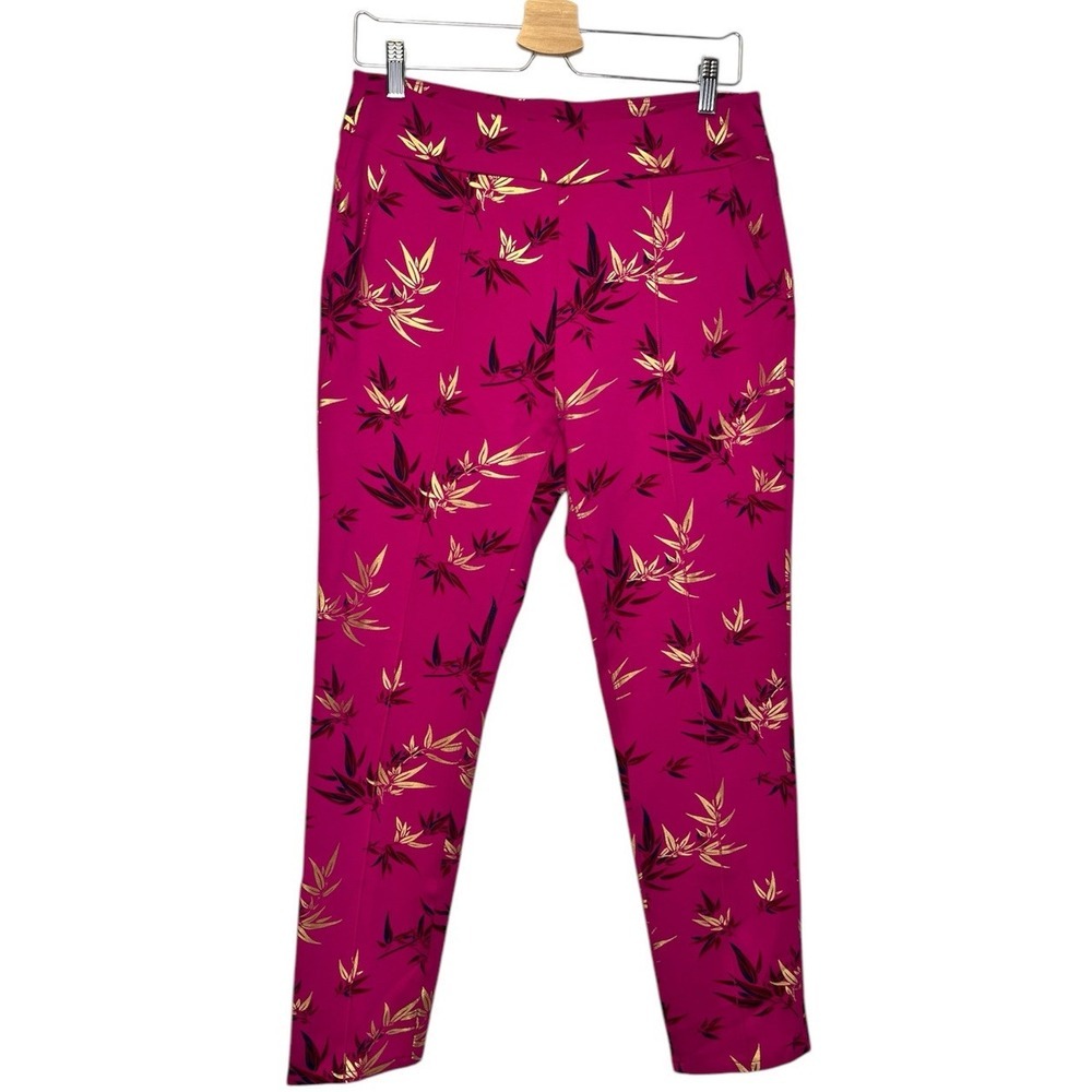 Soft Surroundings Emiko Pants Pink Gold Medium Bamboo Leaf  Asian Pull On‎
